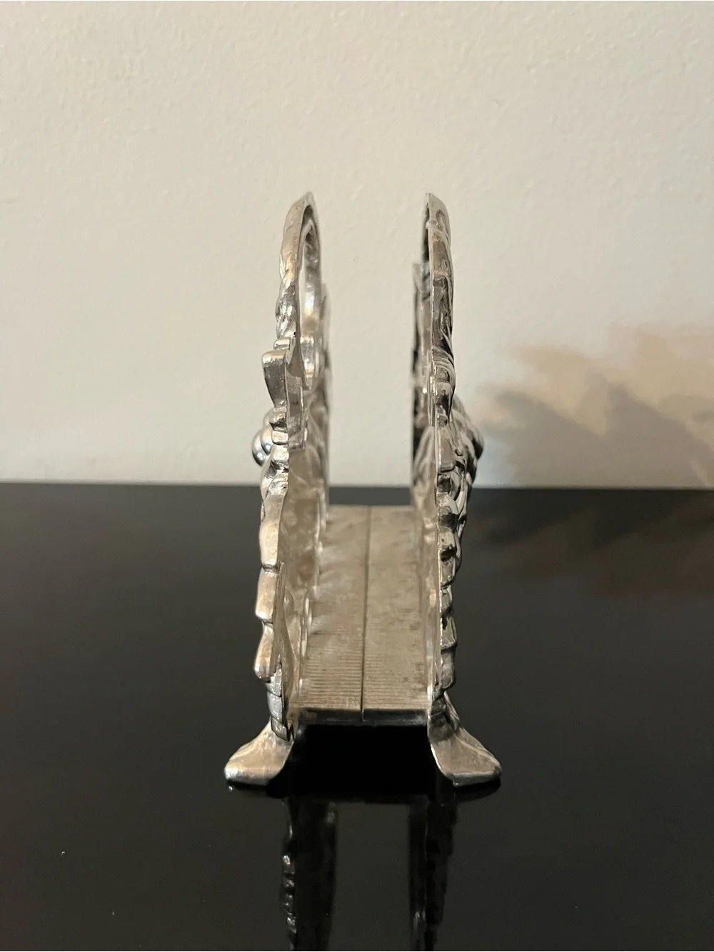 Vintage Silver Plated Napkin Holder w/ Ornate Grape & Leaves Design